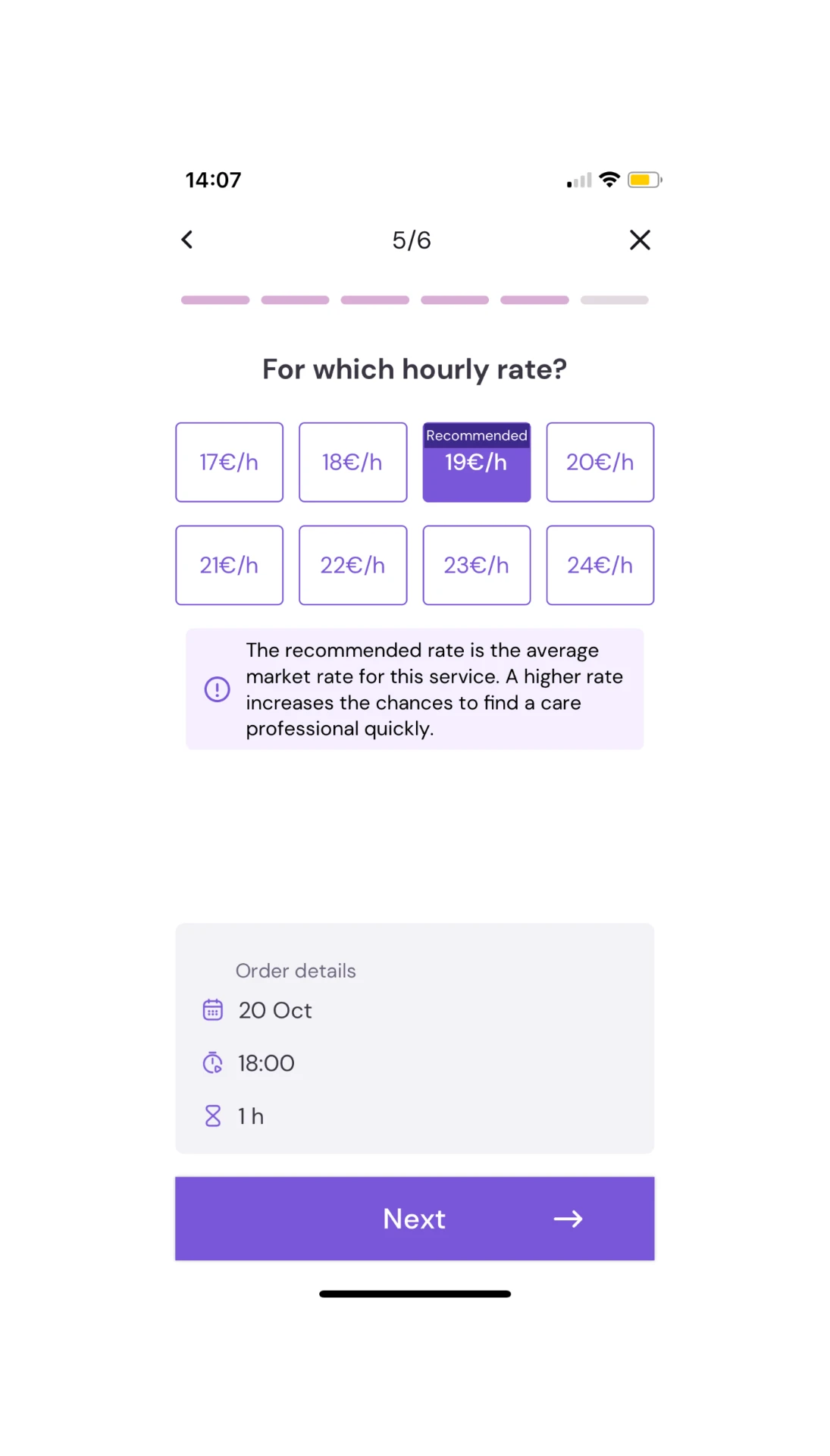 Flexxi family app — Set rate