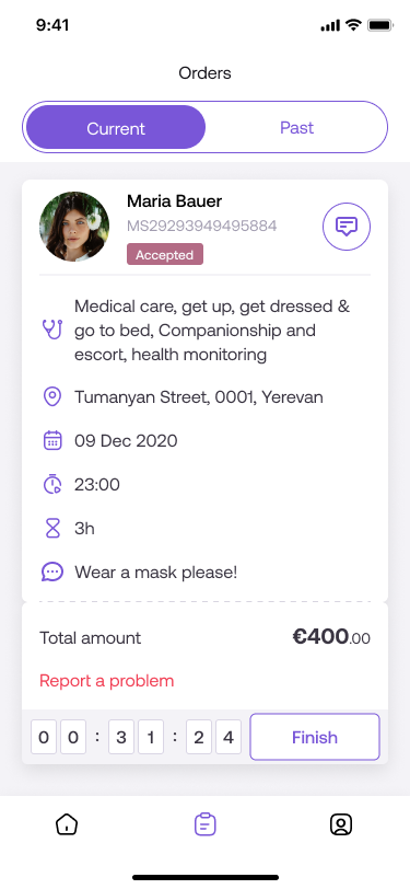Caregiver app — Complete shift