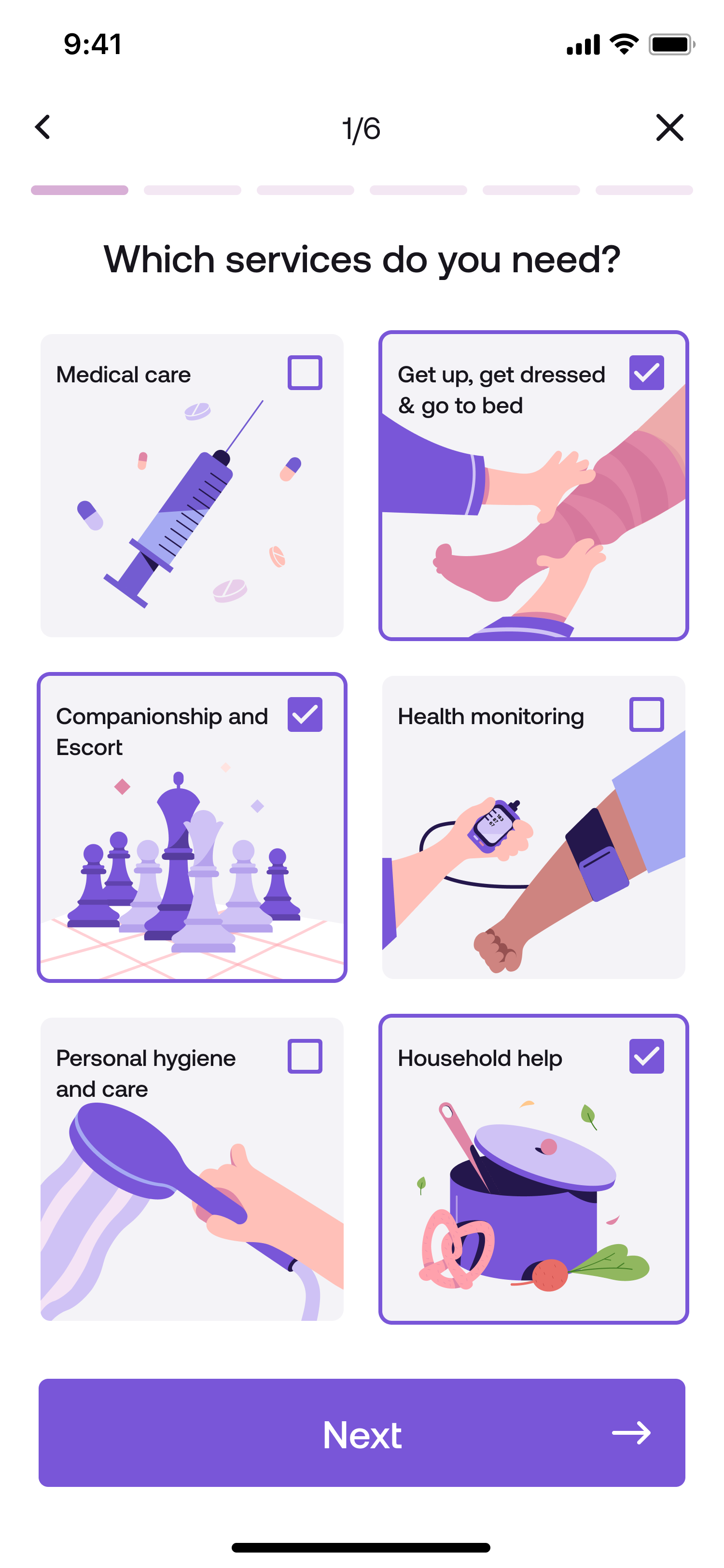 Family app — Choose a caregiver