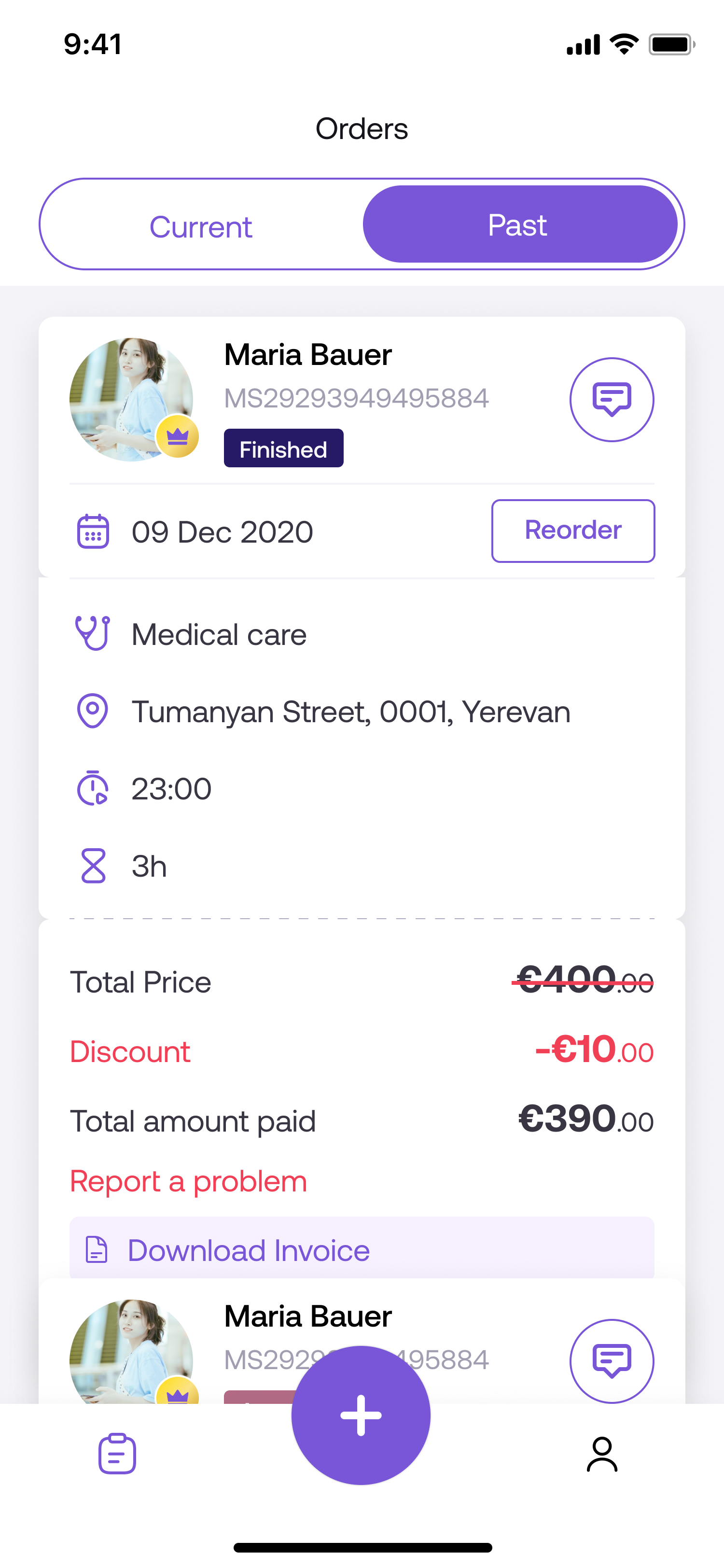 Family app — Manage booking
