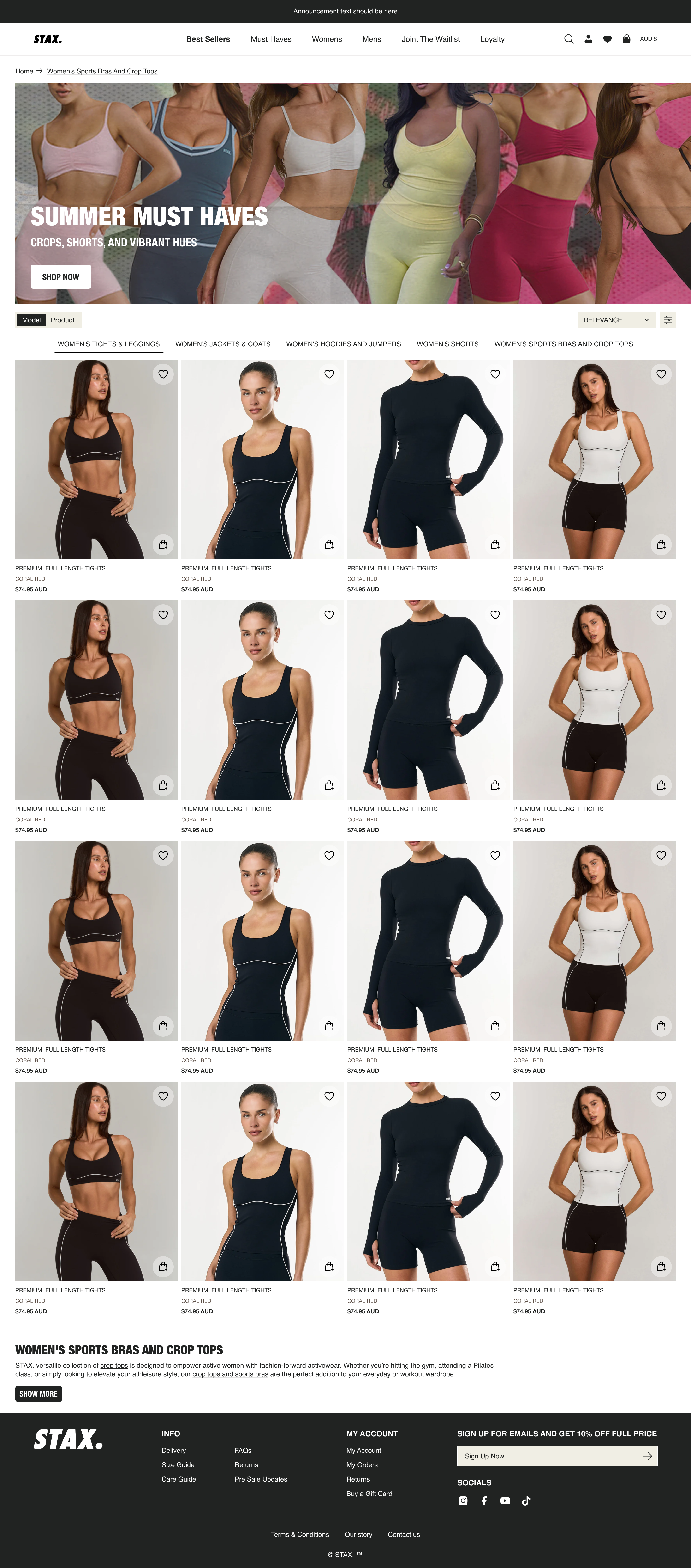 STAX Collection Page — product grid and filtering