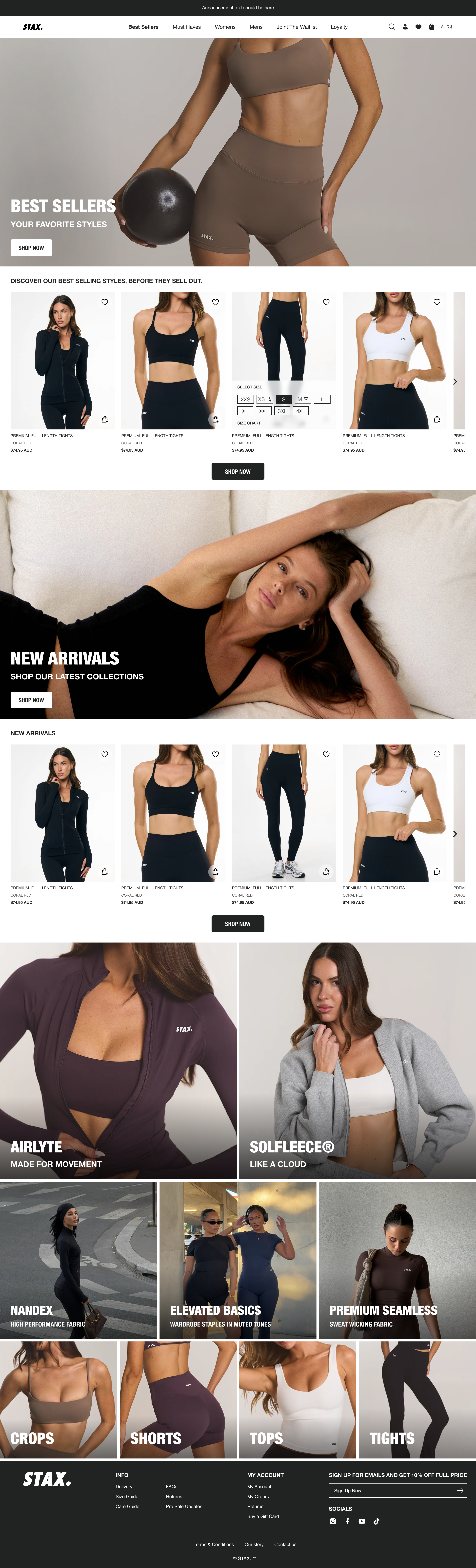 STAX Shopify Shopping Experience — Homepage