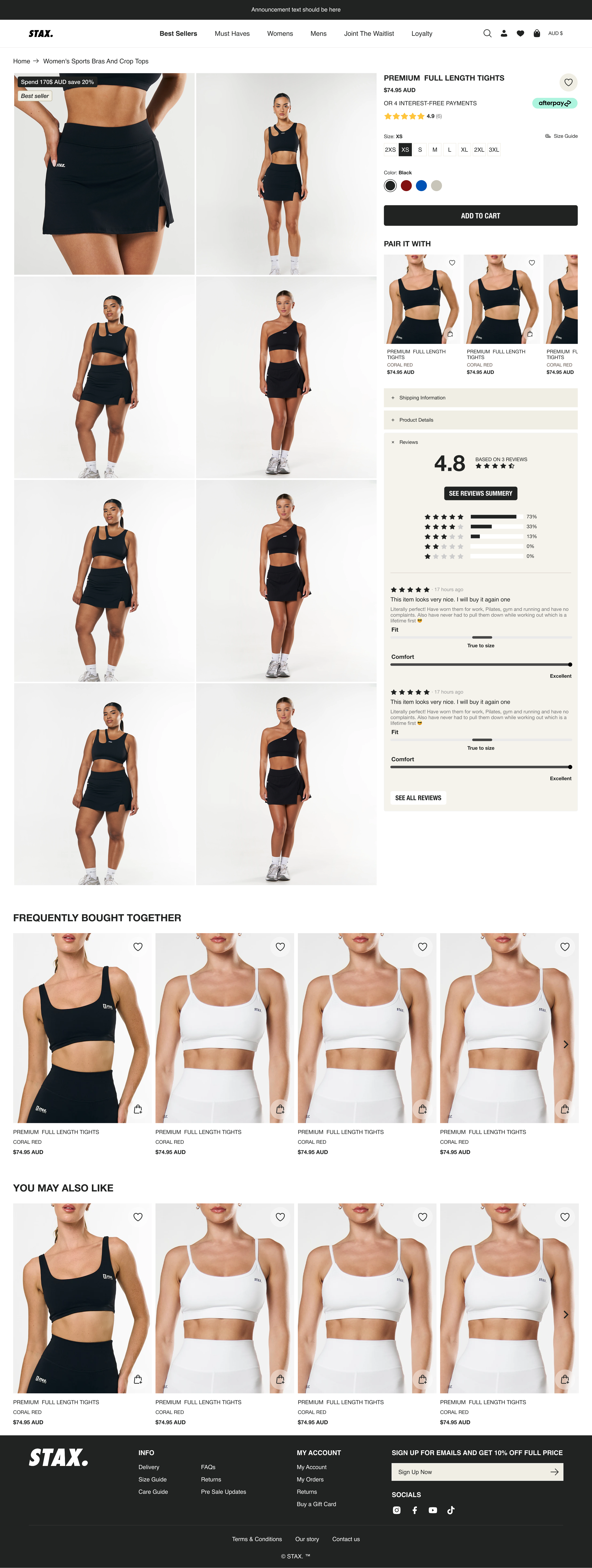 STAX Product Page — add to cart and pricing
